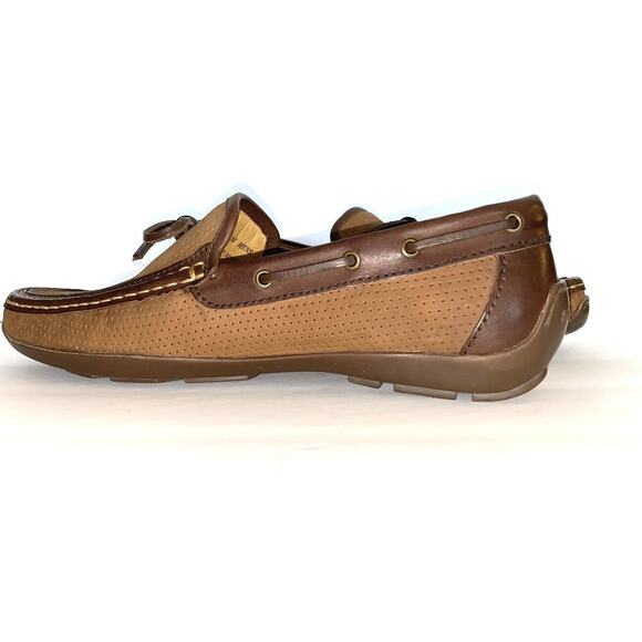 Tommy Bahama Odinn Camp Moc Men’s 9.5M Tan Brown Perf Leather Driving Loafers main image 2